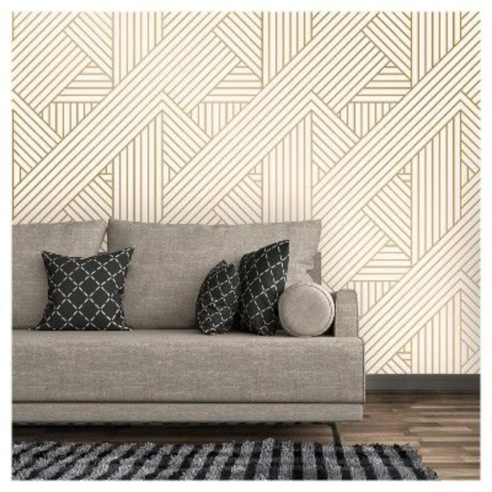 Project 62 - Ribbon Lightning 198"x20.5" Peel & Stic Gold/Ivory - Picture 2 of 4
